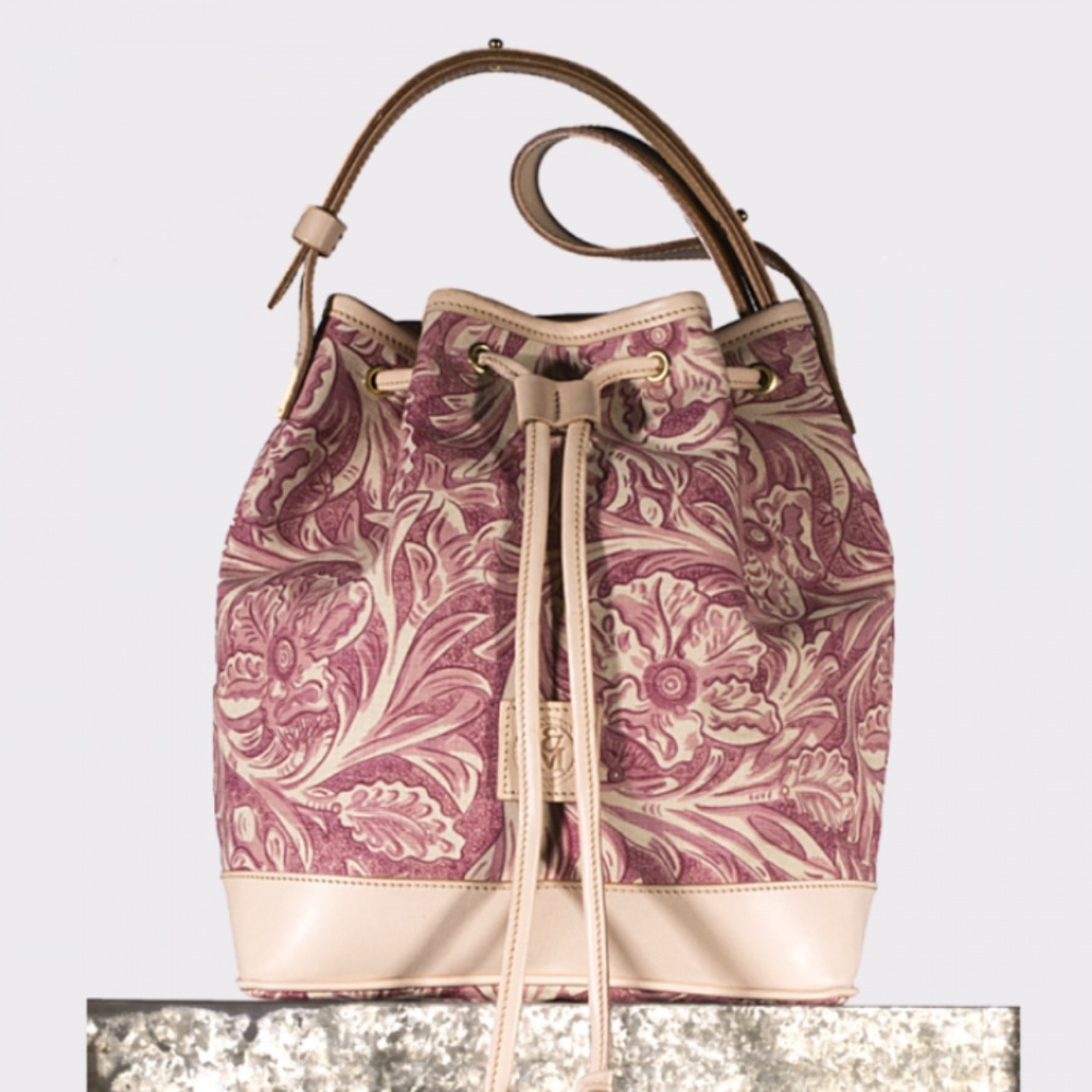 Emmett Malouf Bucket Bag w/ Pink Wild Rose